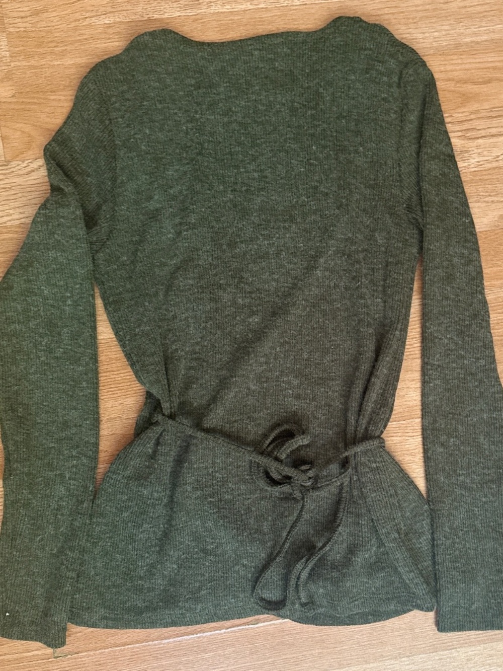 Zara Soft Wrap Top Dark Green Size Medium Wrap Sweater - Picture 4 of 7